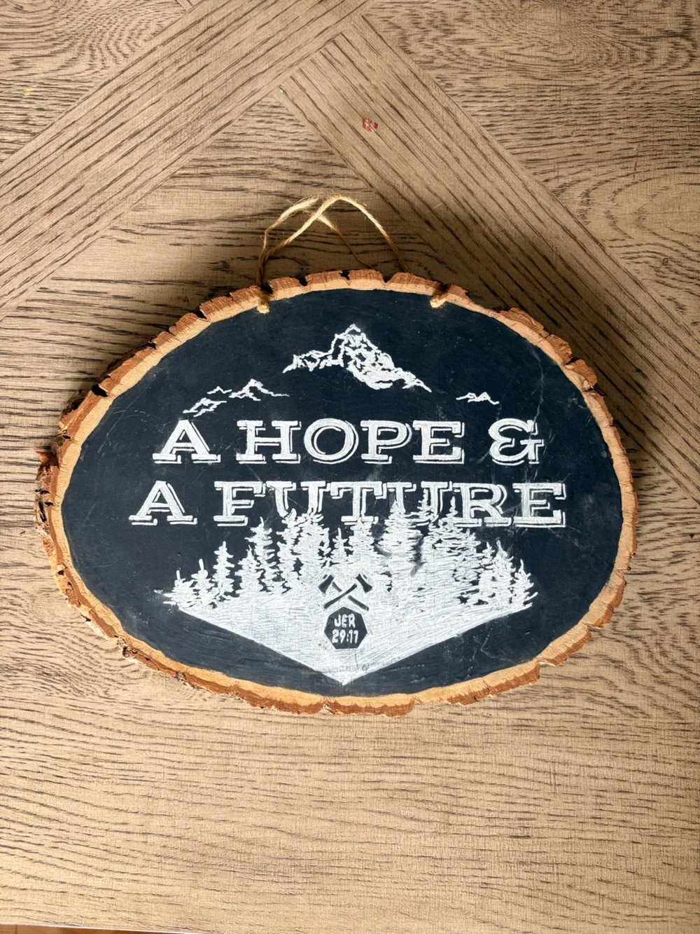 Rustic Black & Natural Wood 'A Hope & A Future' Wall Plaque - handmade